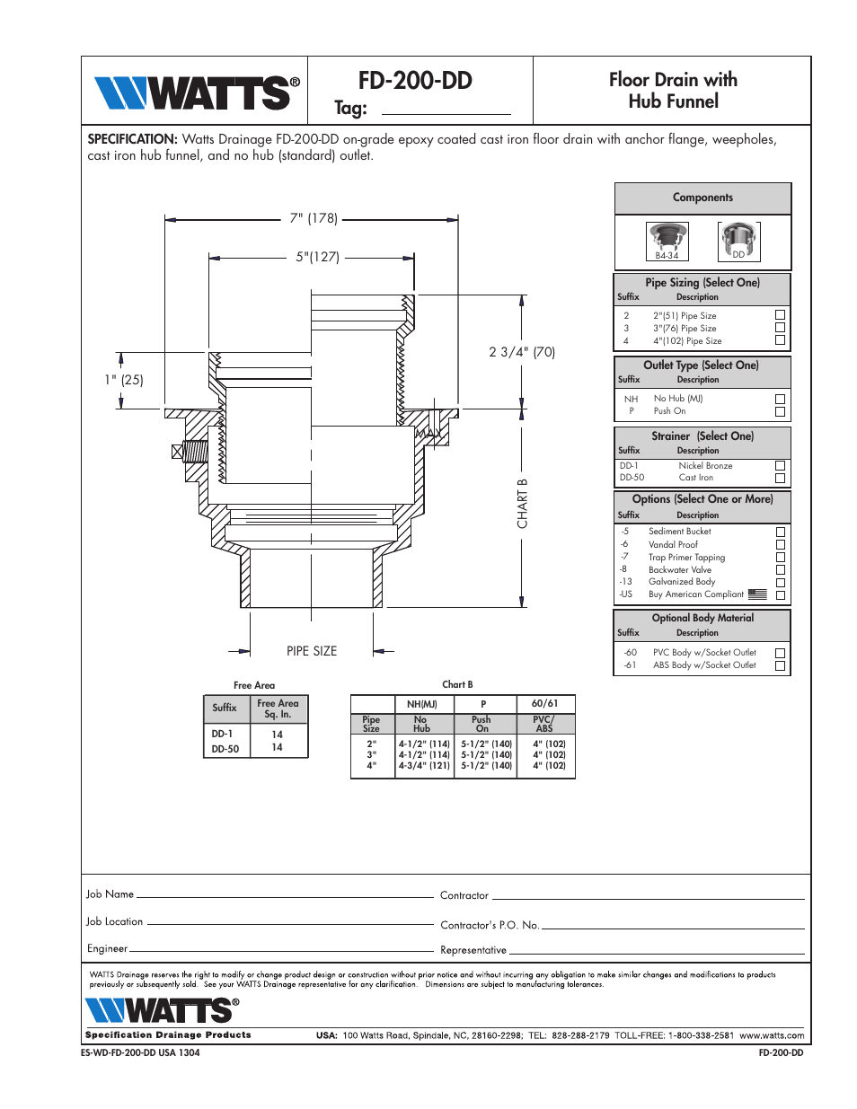 Watts FD-200-DD User Manual | 1 page
