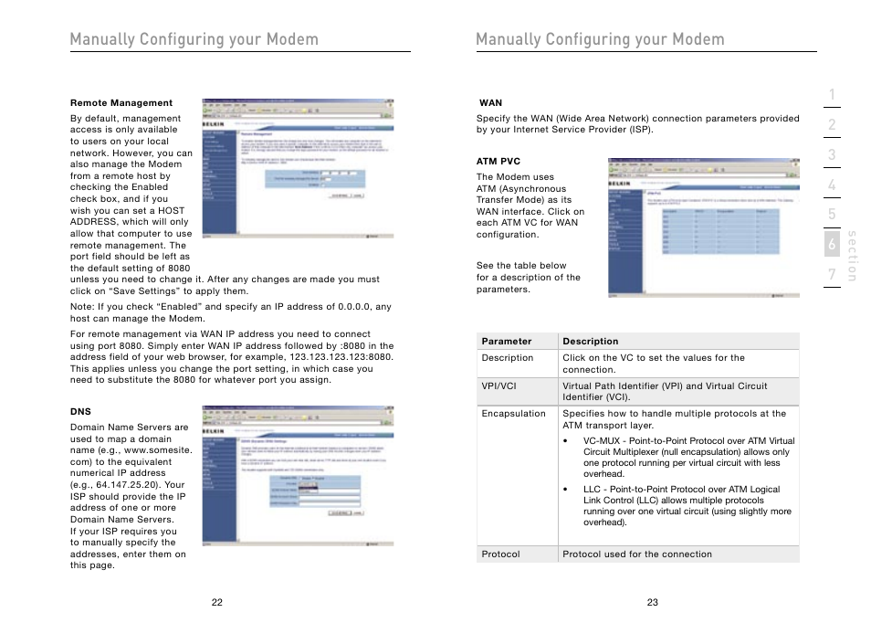 Manually configuring your modem | Belkin High Speed ADSL2+ Modem F5D5730au User Manual | Page 13 / 30