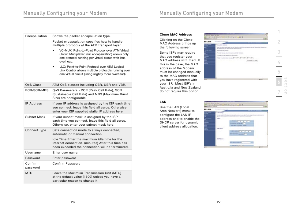 Manually configuring your modem | Belkin High Speed ADSL2+ Modem F5D5730au User Manual | Page 15 / 30