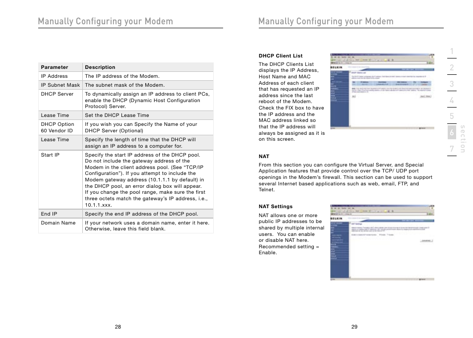 Manually configuring your modem | Belkin High Speed ADSL2+ Modem F5D5730au User Manual | Page 16 / 30