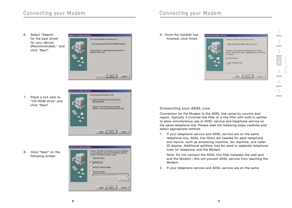 Connecting your modem | Belkin High Speed ADSL2+ Modem F5D5730au User Manual | Page 6 / 30