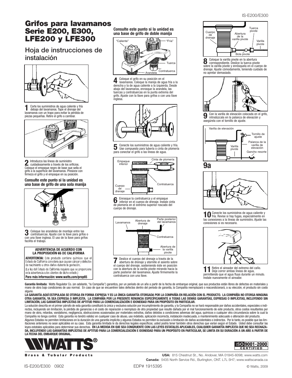 9a 7, Hoja de instrucciones de instalación | Watts E350 User Manual | Page 3 / 4