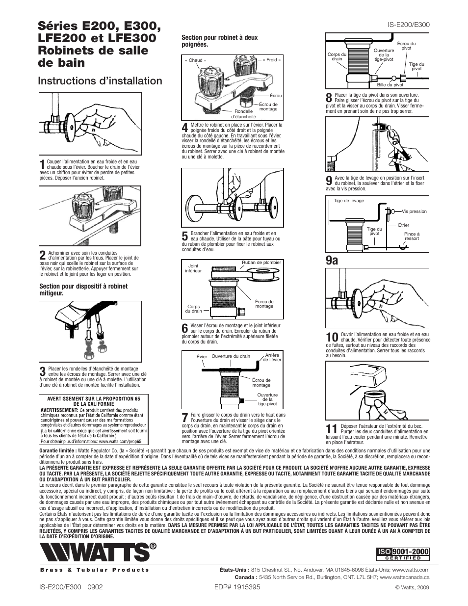9a 7, Instructions d’installation | Watts E350 User Manual | Page 4 / 4