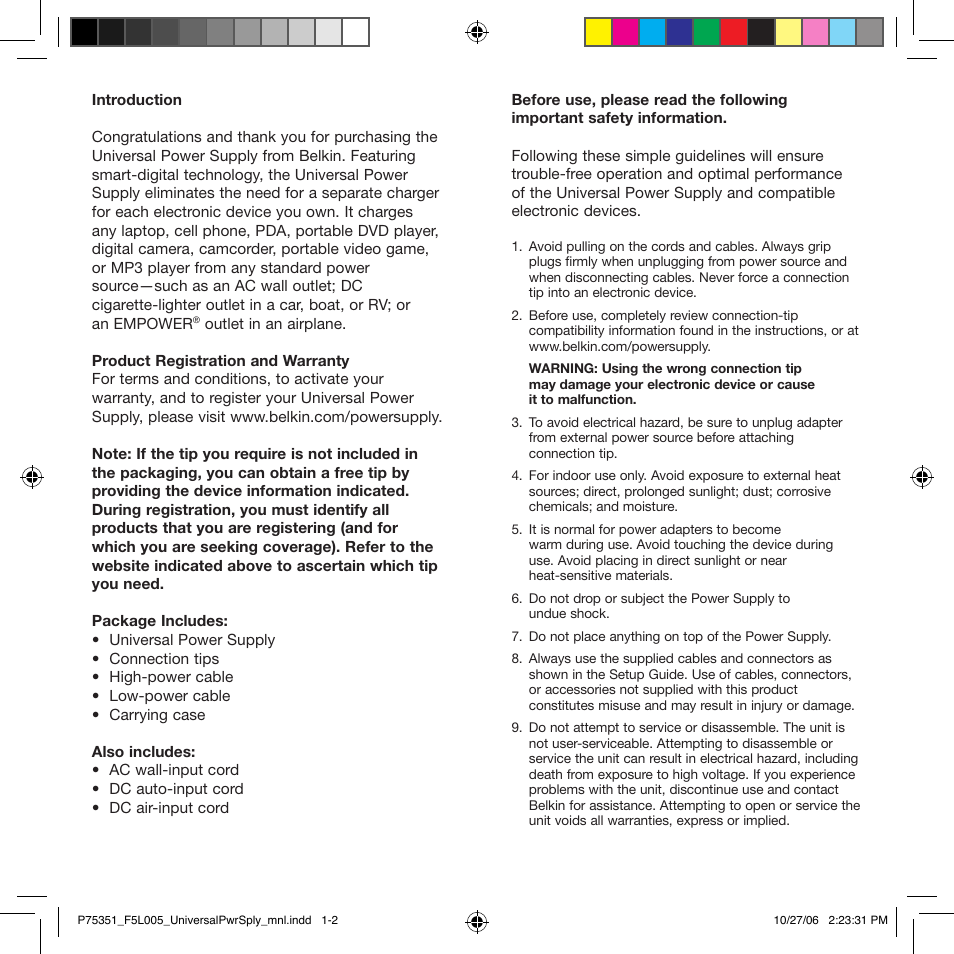 Belkin F5L005 User Manual | 4 pages