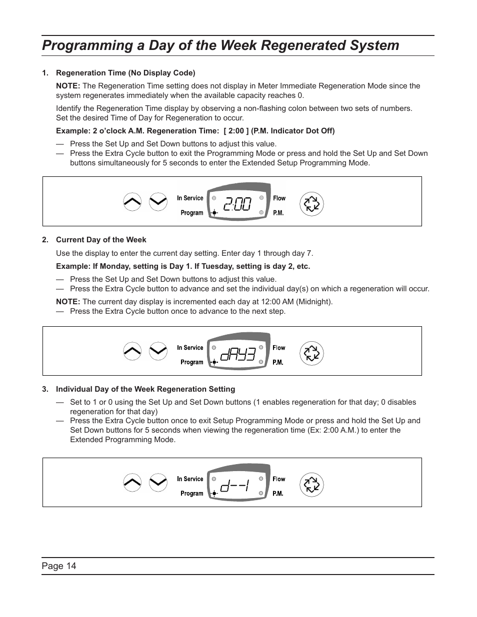 Programming a day of the week regenerated system | Watts Fleck 7000 Plastic Valve User Manual | Page 14 / 36