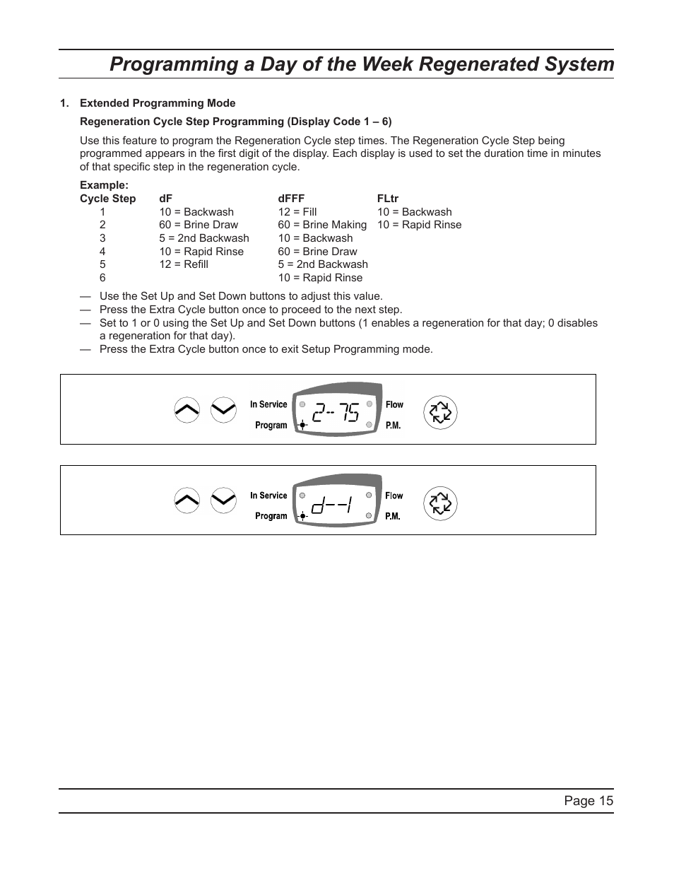 Programming a day of the week regenerated system | Watts Fleck 7000 Plastic Valve User Manual | Page 15 / 36