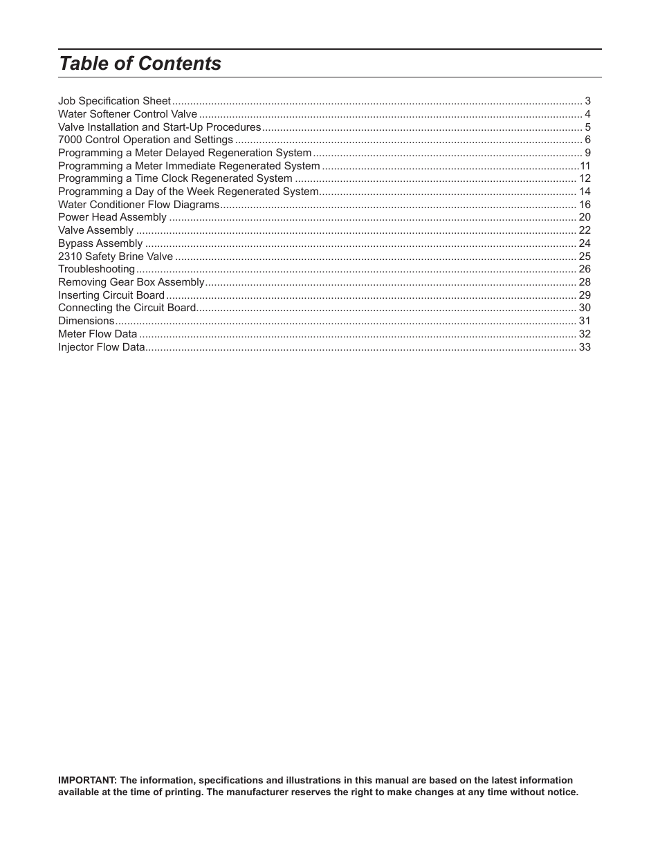 Watts Fleck 7000 Plastic Valve User Manual | Page 2 / 36