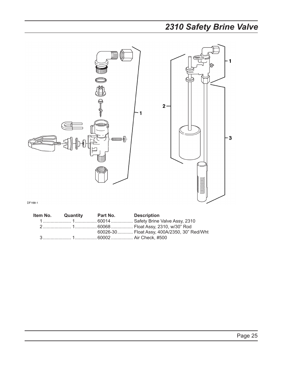 2310 safety brine valve | Watts Fleck 7000 Plastic Valve User Manual | Page 25 / 36