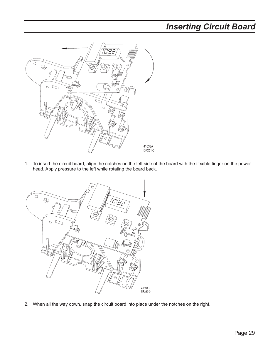 Inserting circuit board | Watts Fleck 7000 Plastic Valve User Manual | Page 29 / 36