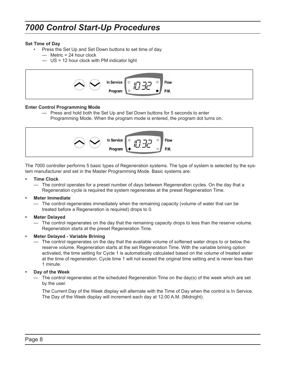7000 control start-up procedures | Watts Fleck 7000 Plastic Valve User Manual | Page 8 / 36