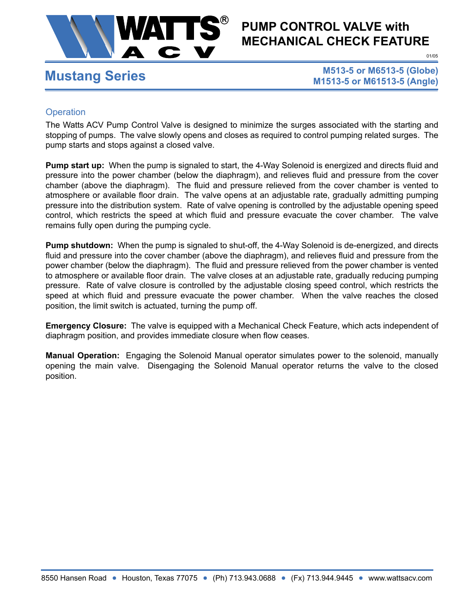 Watts M1513-5 User Manual | 2 pages