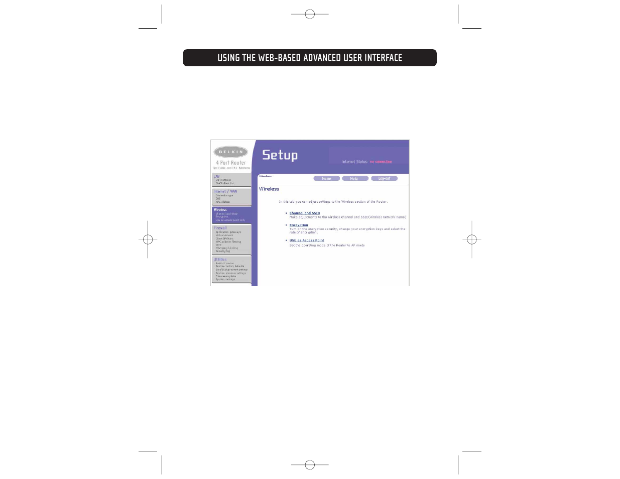 Using the web-based advanced user interface | Belkin F5D6231-4 User Manual | Page 40 / 83