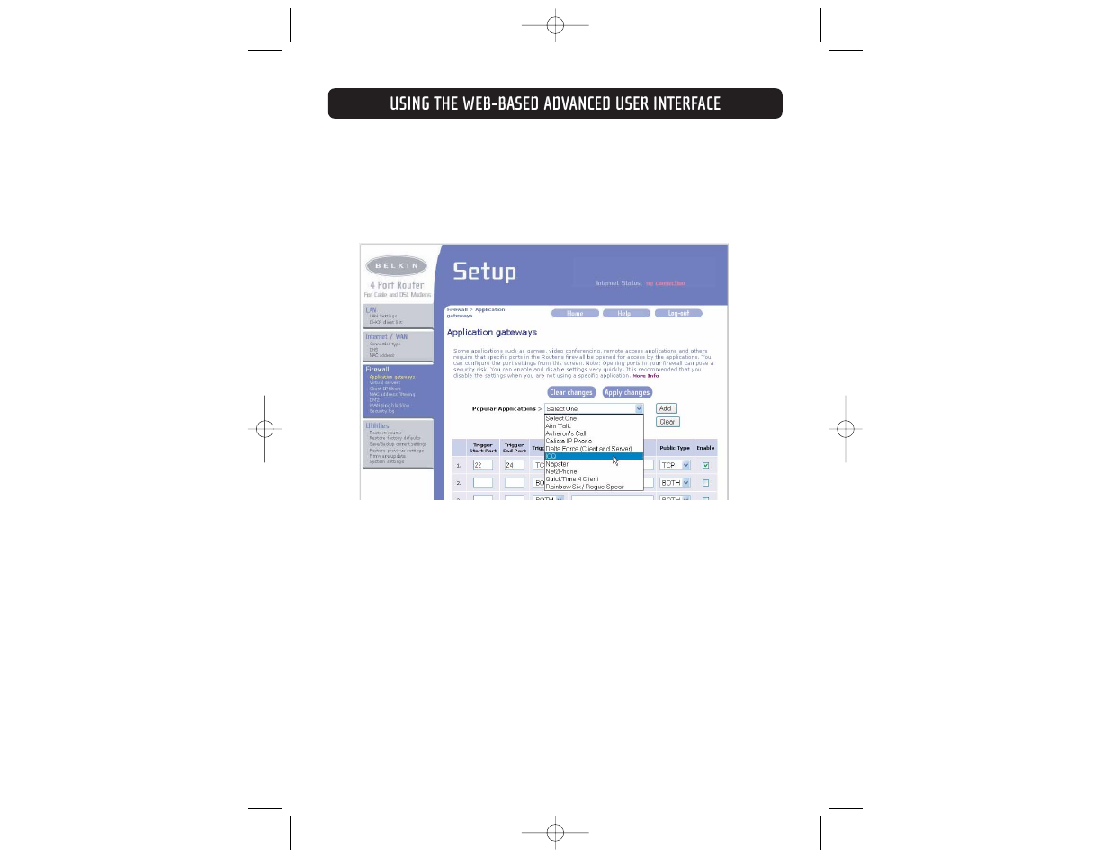 Using the web-based advanced user interface | Belkin F5D6231-4 User Manual | Page 49 / 83