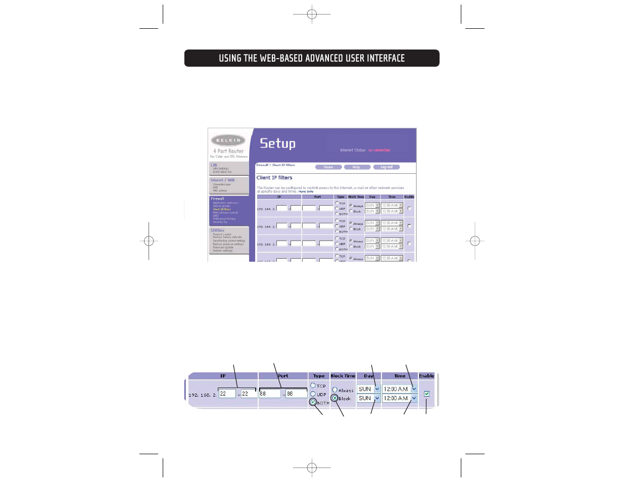 Using the web-based advanced user interface | Belkin F5D6231-4 User Manual | Page 52 / 83