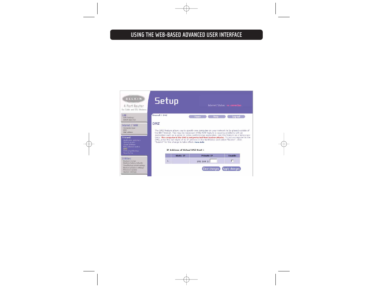 Using the web-based advanced user interface | Belkin F5D6231-4 User Manual | Page 54 / 83
