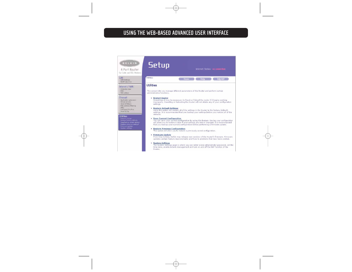 Using the web-based advanced user interface | Belkin F5D6231-4 User Manual | Page 56 / 83