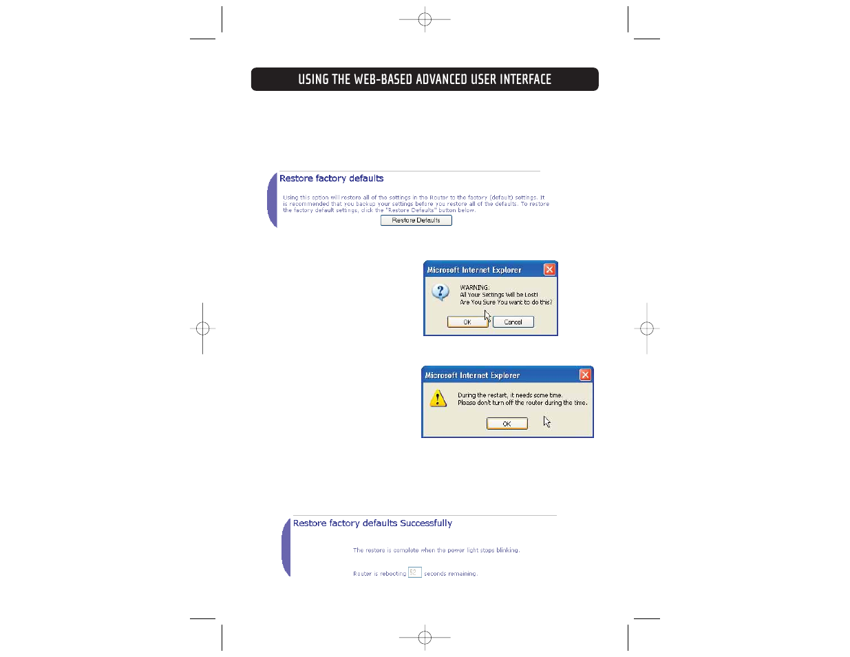 Using the web-based advanced user interface | Belkin F5D6231-4 User Manual | Page 58 / 83