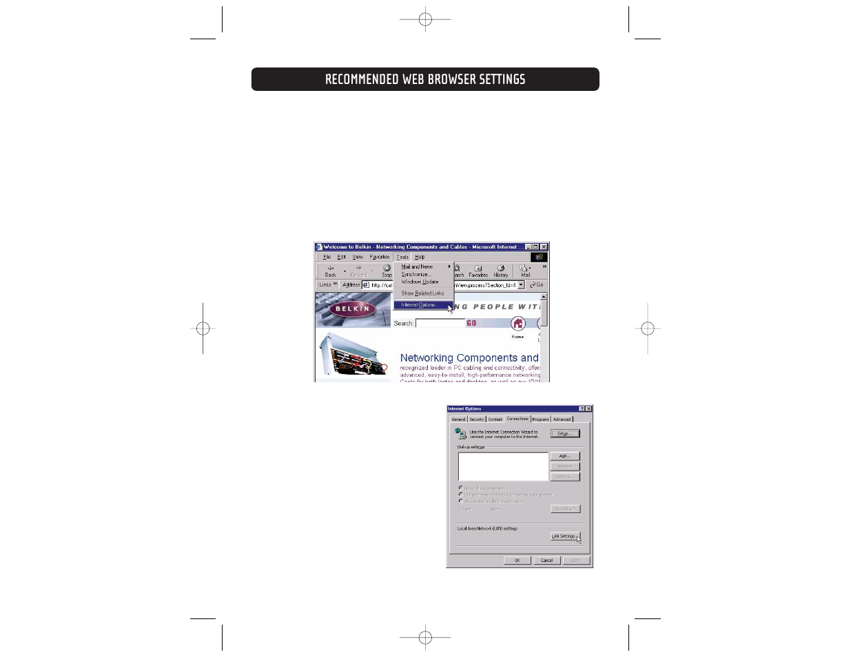 Recommended web browser settings | Belkin F5D6231-4 User Manual | Page 76 / 83