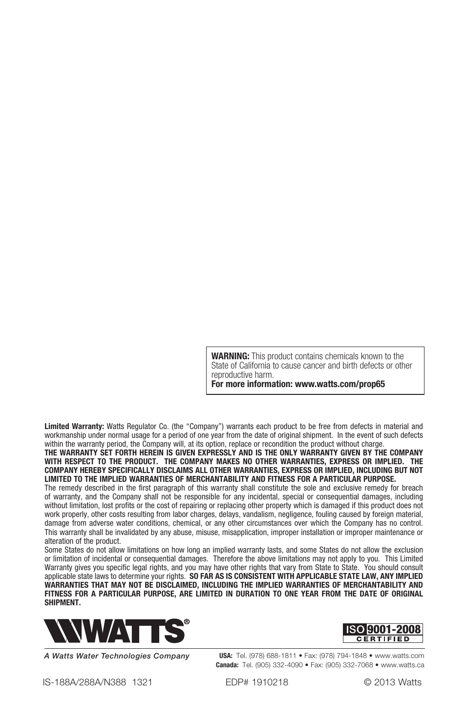 Watts LFN388 User Manual | Page 2 / 2