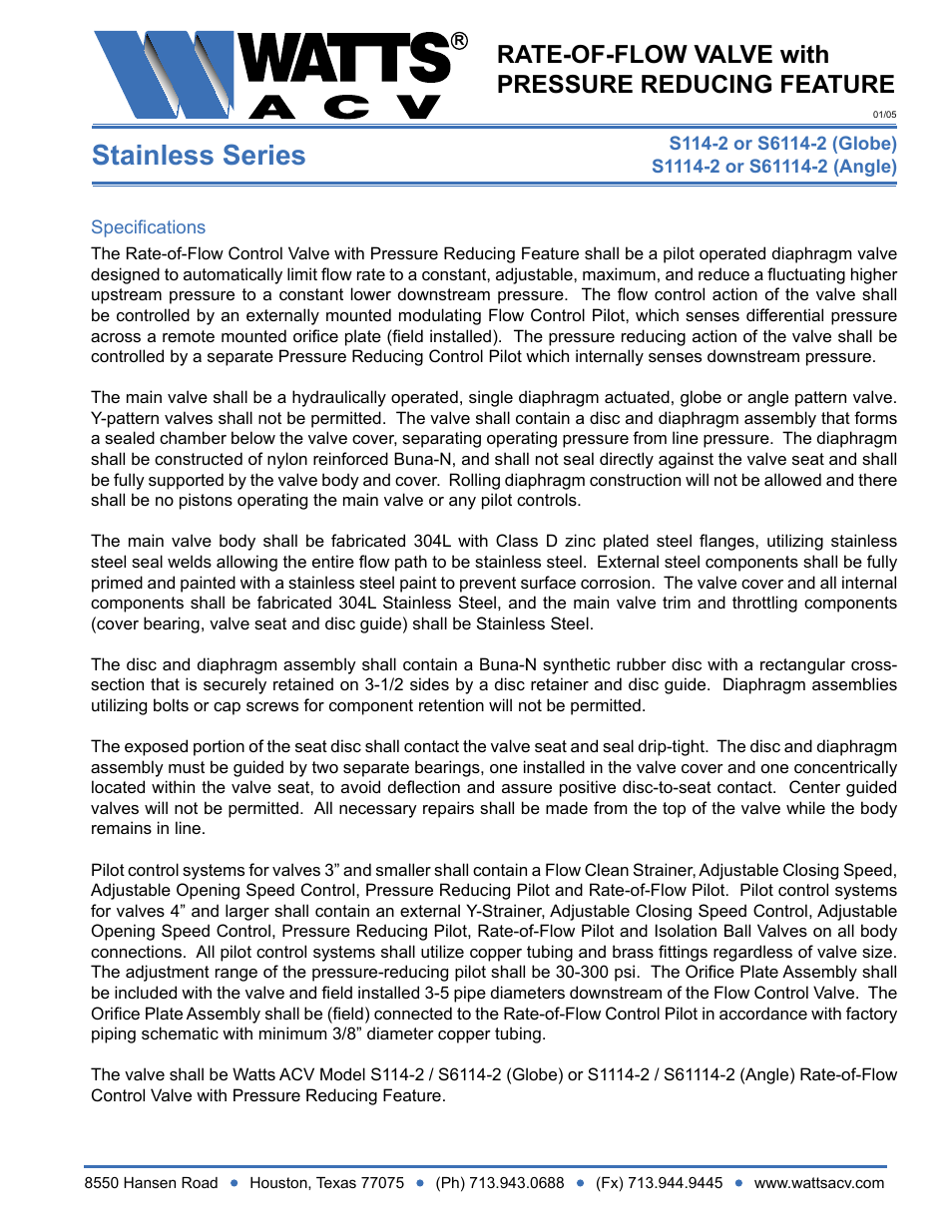 Watts S1114-2 User Manual | 1 page