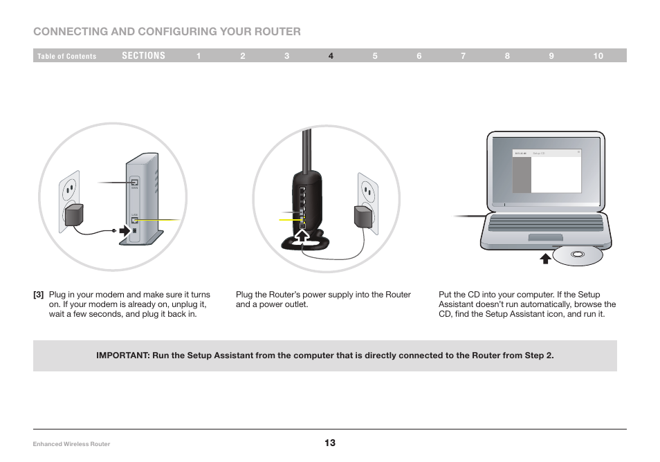 Connecting and configuring your router | Belkin F6D4230-4 User Manual | Page 15 / 99