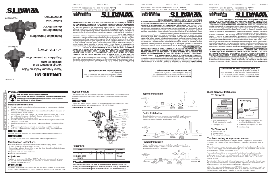 Watts LFN45B User Manual | 2 pages