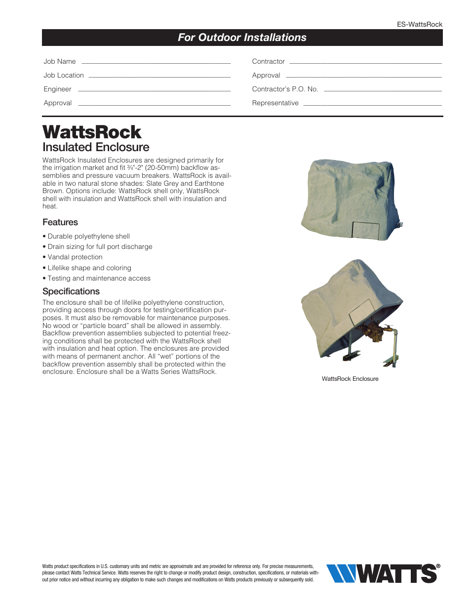 Watts WattsRock User Manual | 2 pages