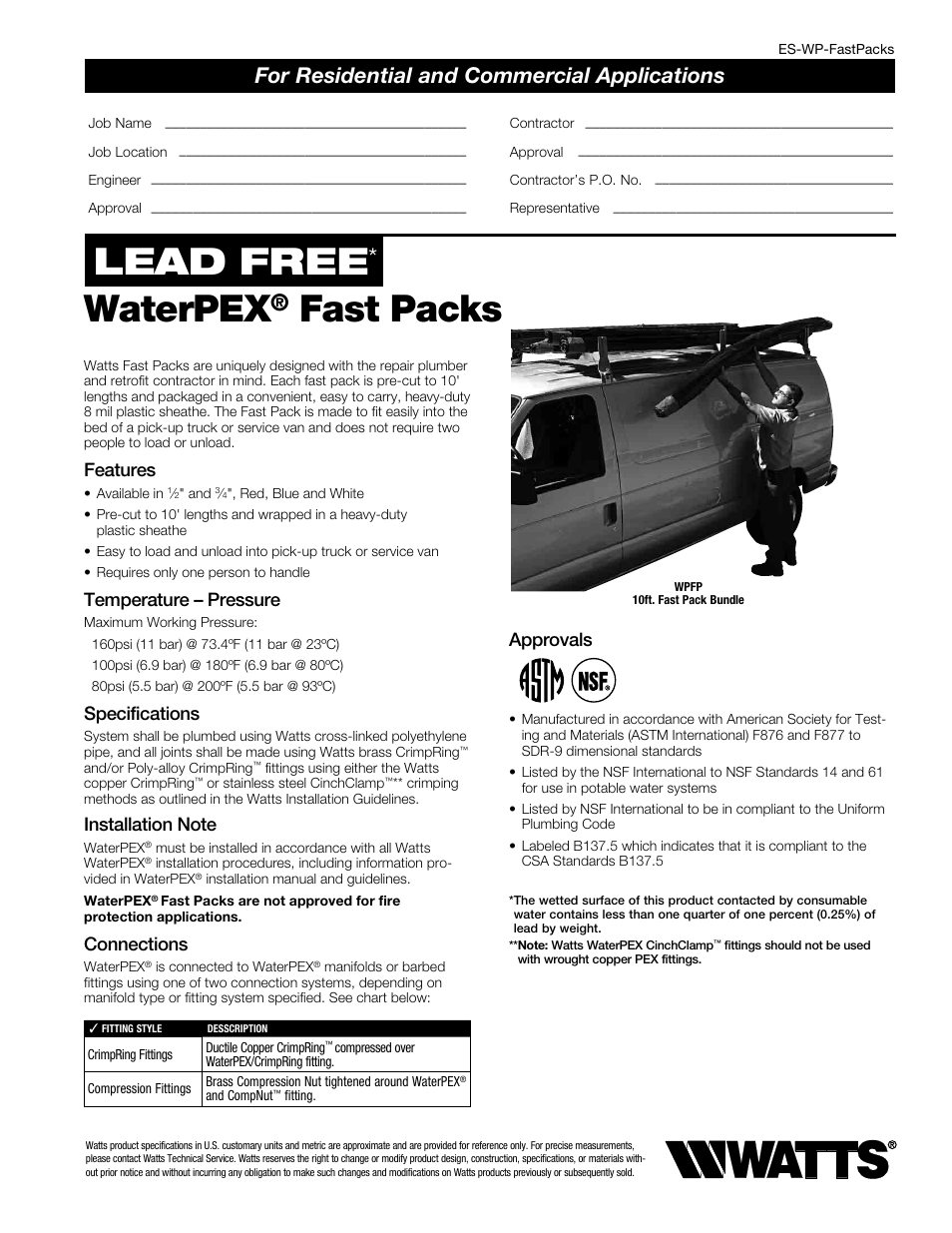 Watts WPFP12-25W User Manual | 2 pages