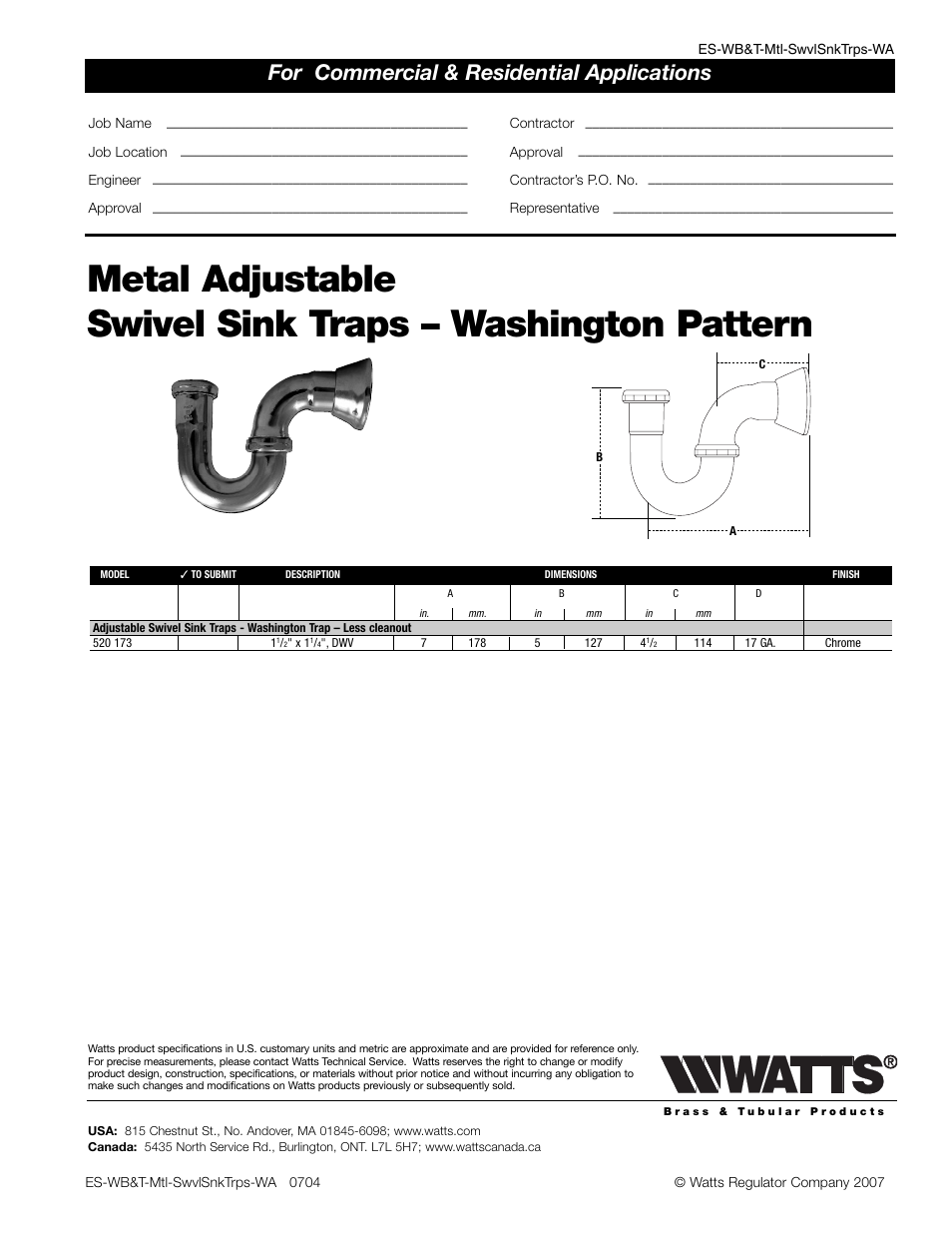 Watts 520 173 User Manual | 1 page