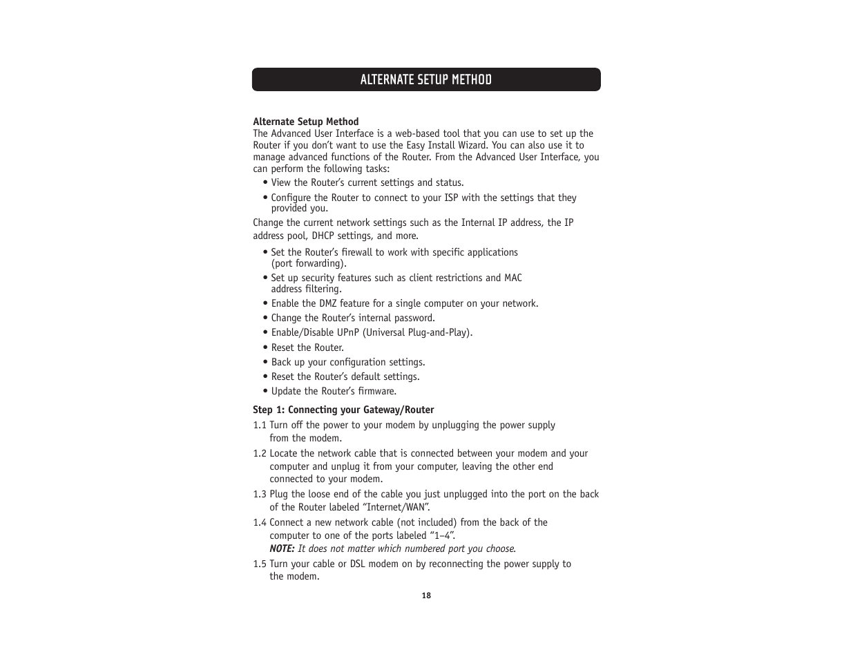 Alternate setup method | Belkin F5D5231-4 User Manual | Page 20 / 72