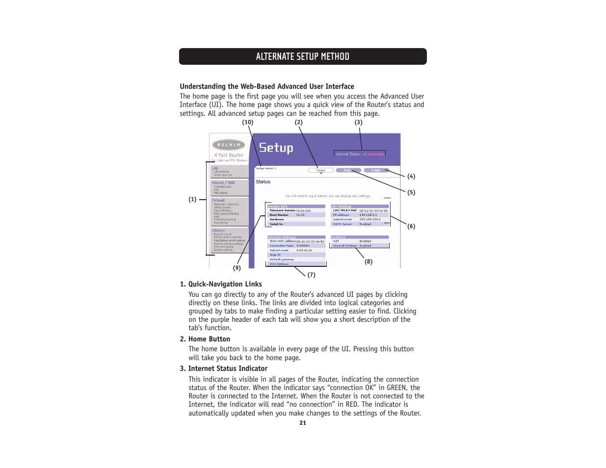 Alternate setup method | Belkin F5D5231-4 User Manual | Page 23 / 72