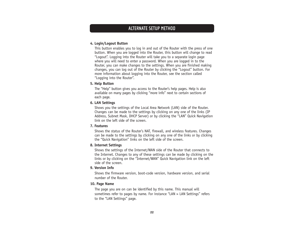 Alternate setup method | Belkin F5D5231-4 User Manual | Page 24 / 72