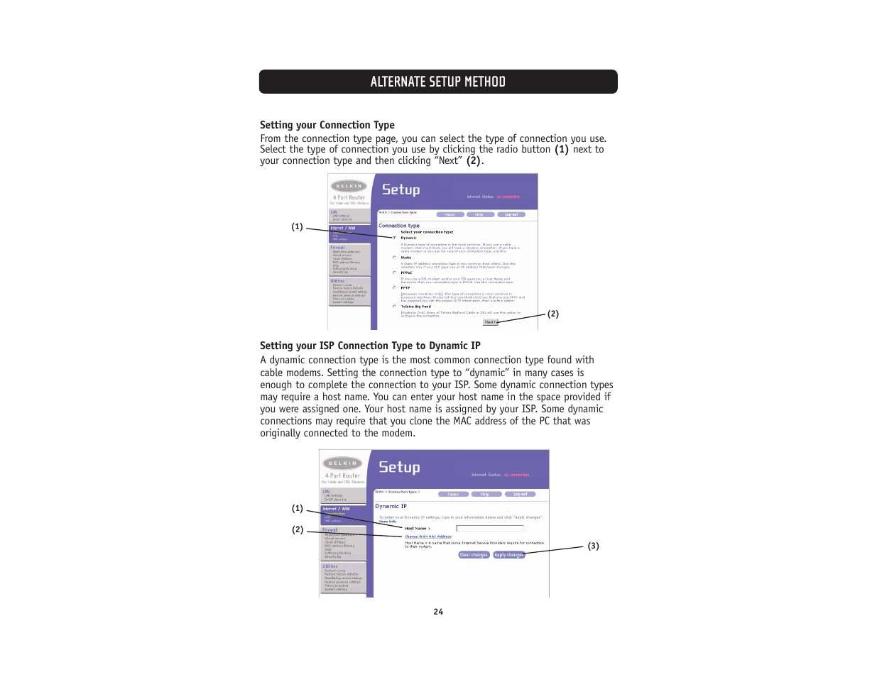 Alternate setup method | Belkin F5D5231-4 User Manual | Page 26 / 72