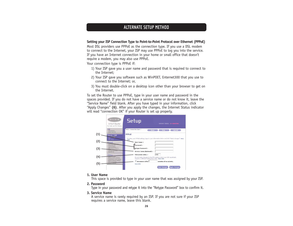 Alternate setup method | Belkin F5D5231-4 User Manual | Page 28 / 72