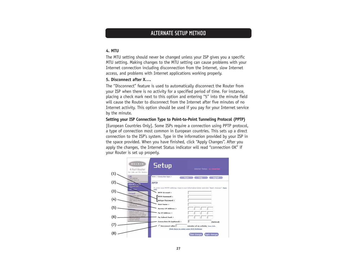 Alternate setup method | Belkin F5D5231-4 User Manual | Page 29 / 72