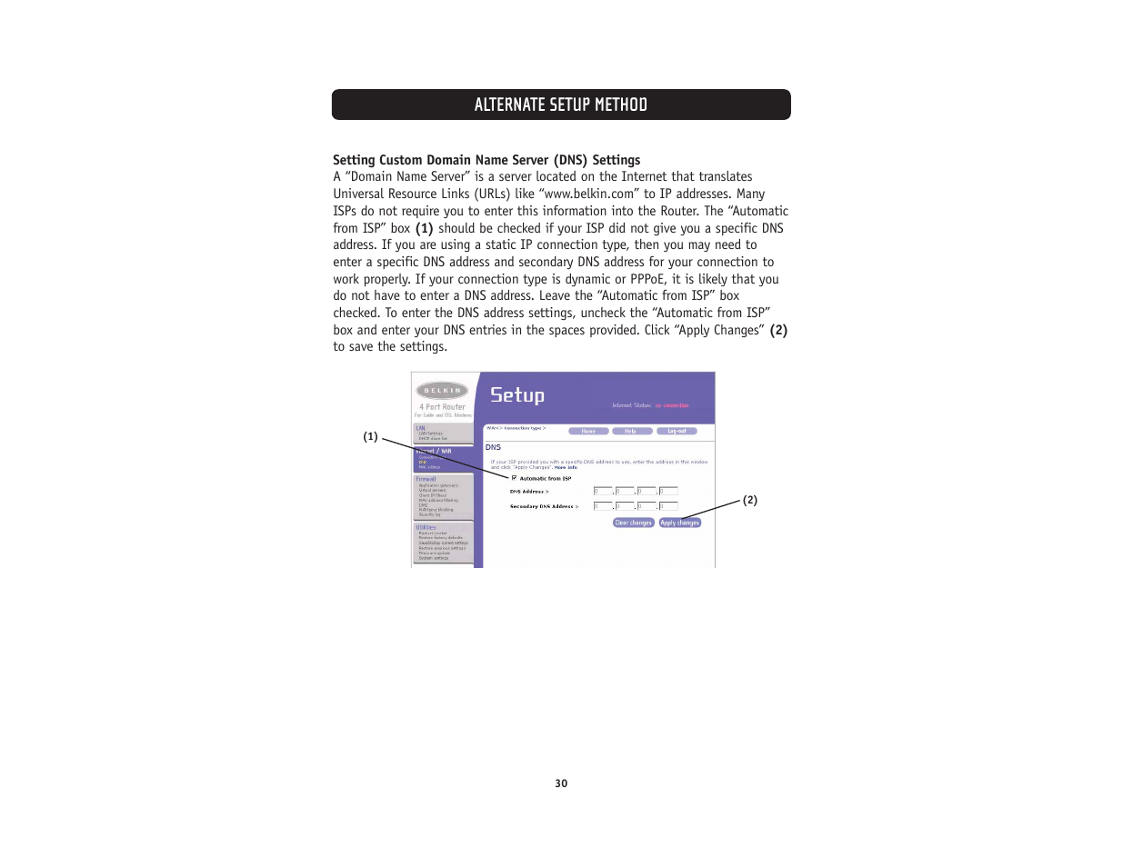 Alternate setup method | Belkin F5D5231-4 User Manual | Page 32 / 72