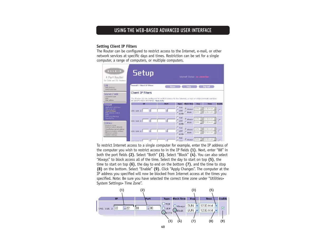 Using the web-based advanced user interface | Belkin F5D5231-4 User Manual | Page 42 / 72