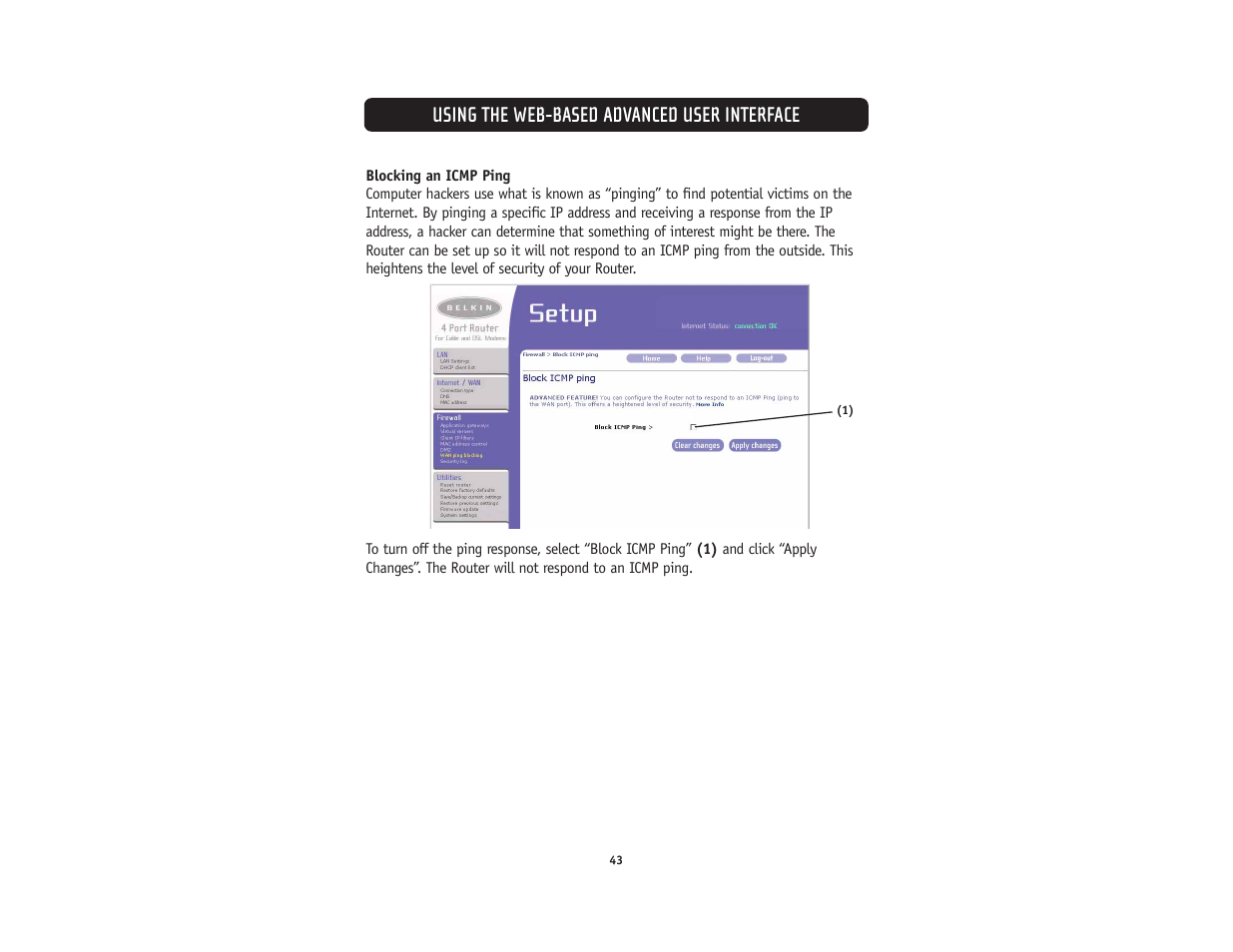 Using the web-based advanced user interface | Belkin F5D5231-4 User Manual | Page 45 / 72