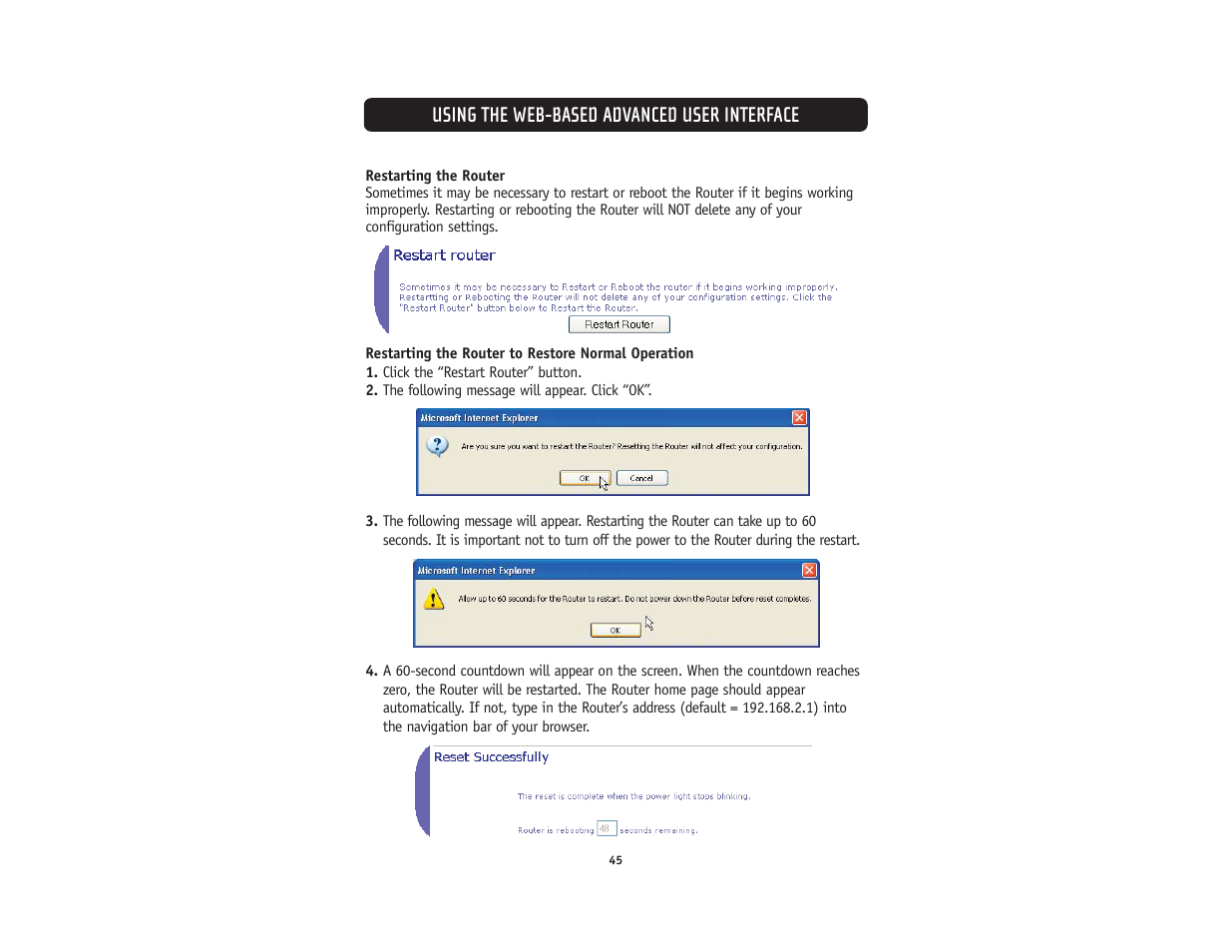 Using the web-based advanced user interface | Belkin F5D5231-4 User Manual | Page 47 / 72