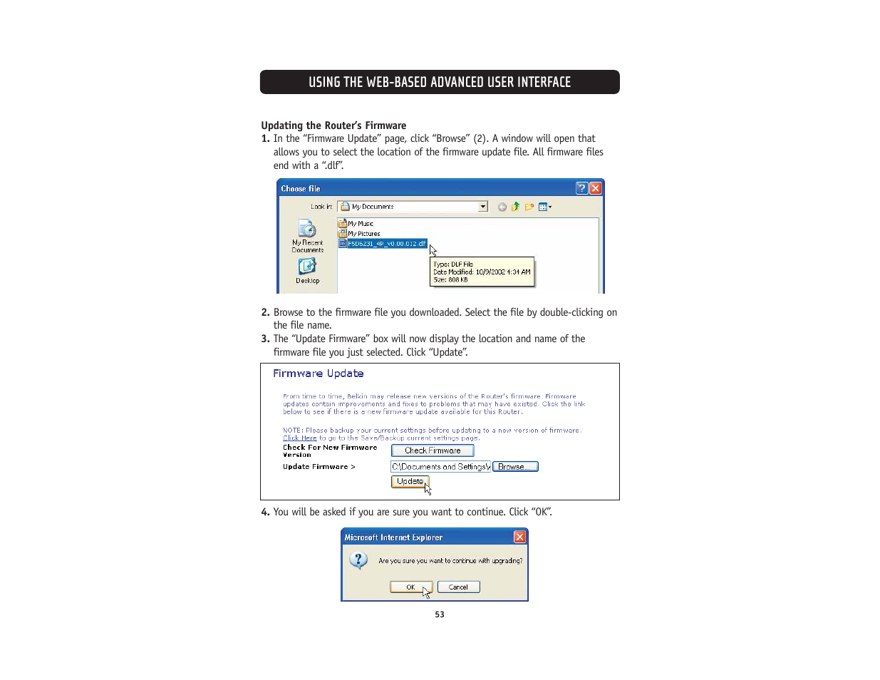Using the web-based advanced user interface | Belkin F5D5231-4 User Manual | Page 55 / 72