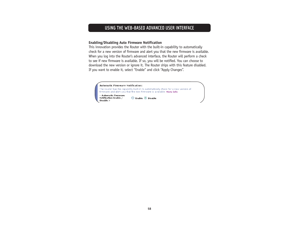 Using the web-based advanced user interface | Belkin F5D5231-4 User Manual | Page 60 / 72