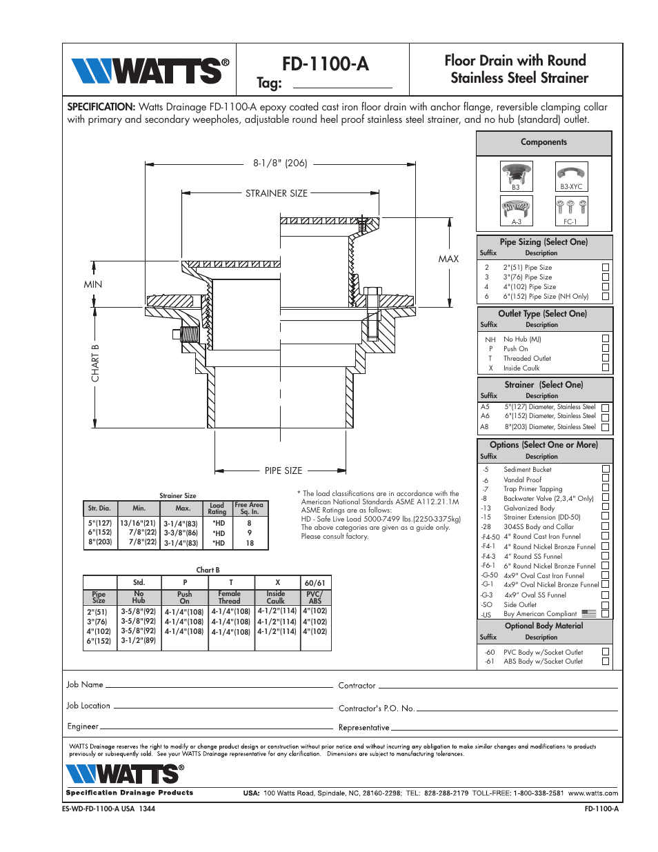 Watts FD-1100-A User Manual | 1 page