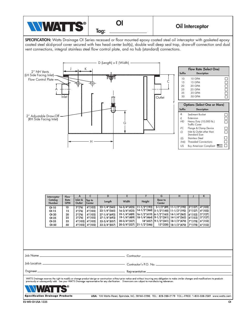 Watts OI-SERIES User Manual | 1 page