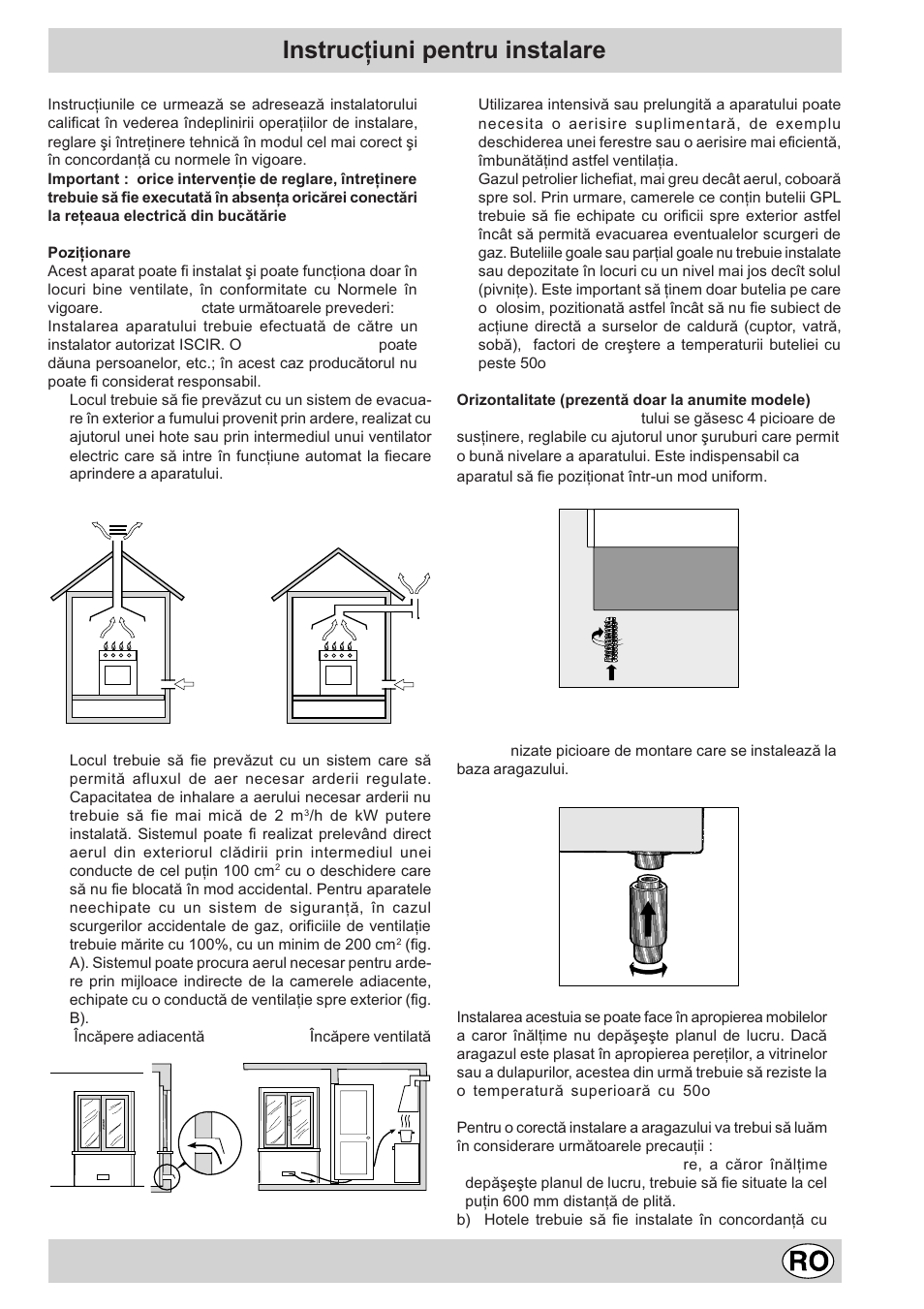 Instrucþiuni pentru instalare | Indesit K6G21S/R User Manual | Page 47 / 68