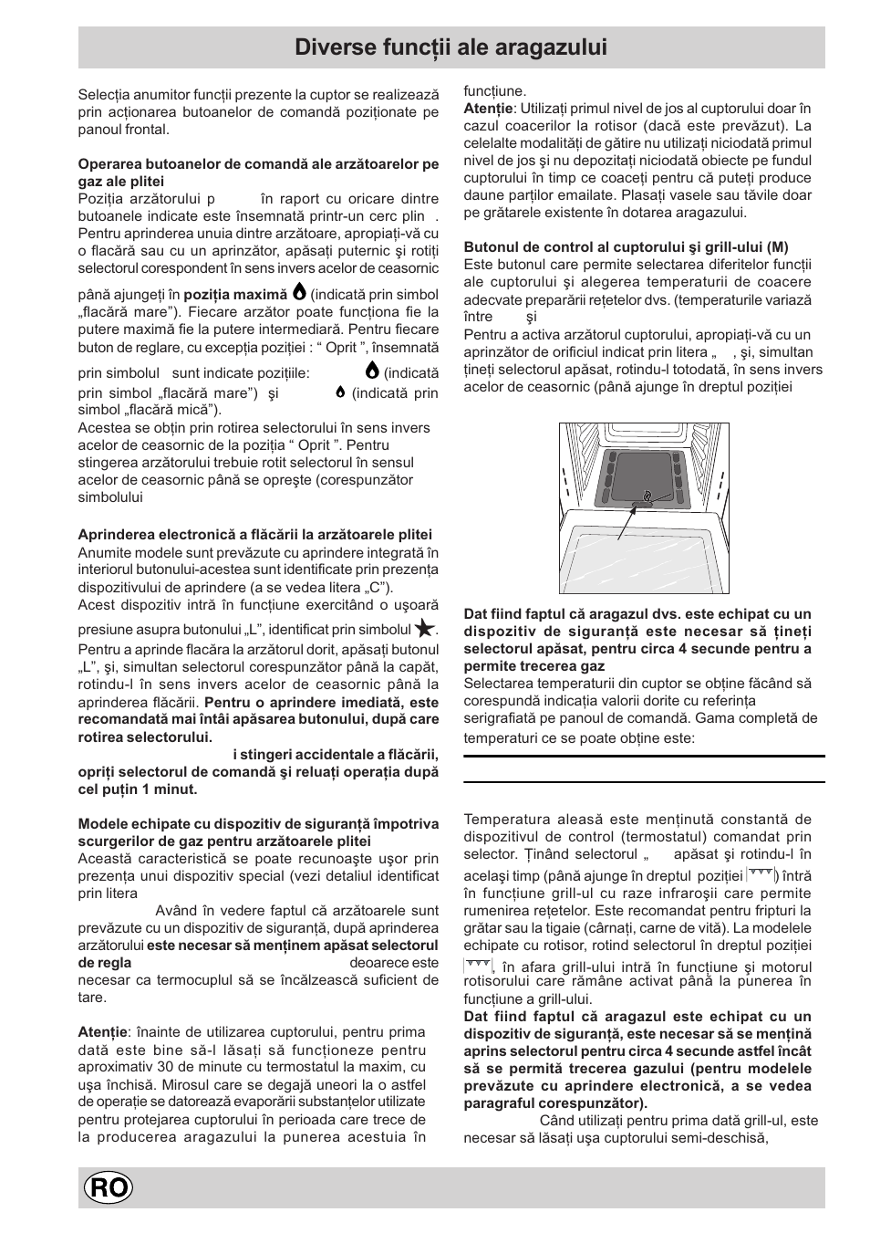 Diverse funcþii ale aragazului | Indesit K6G21S/R User Manual | Page 52 / 68