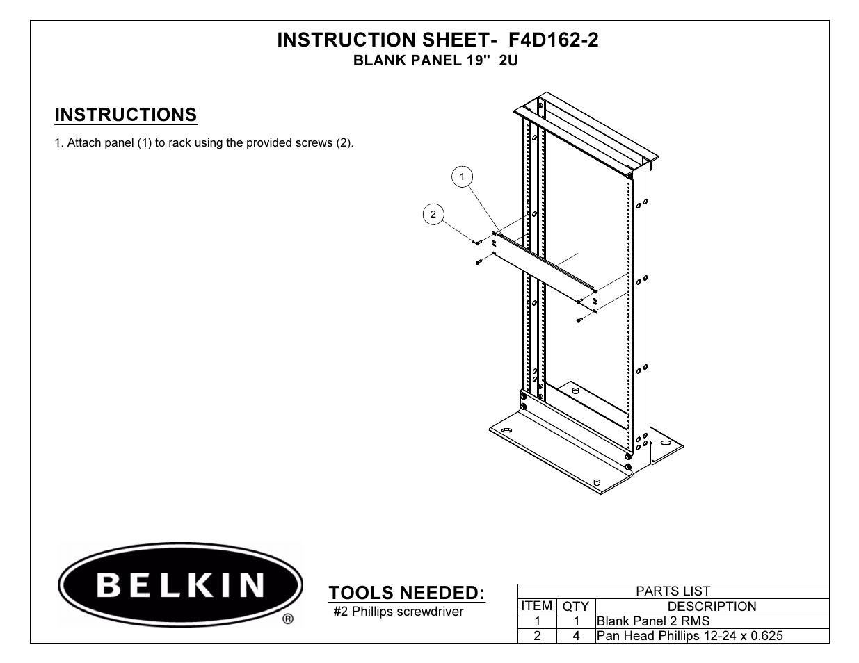 Belkin F4D162-2 User Manual | 1 page