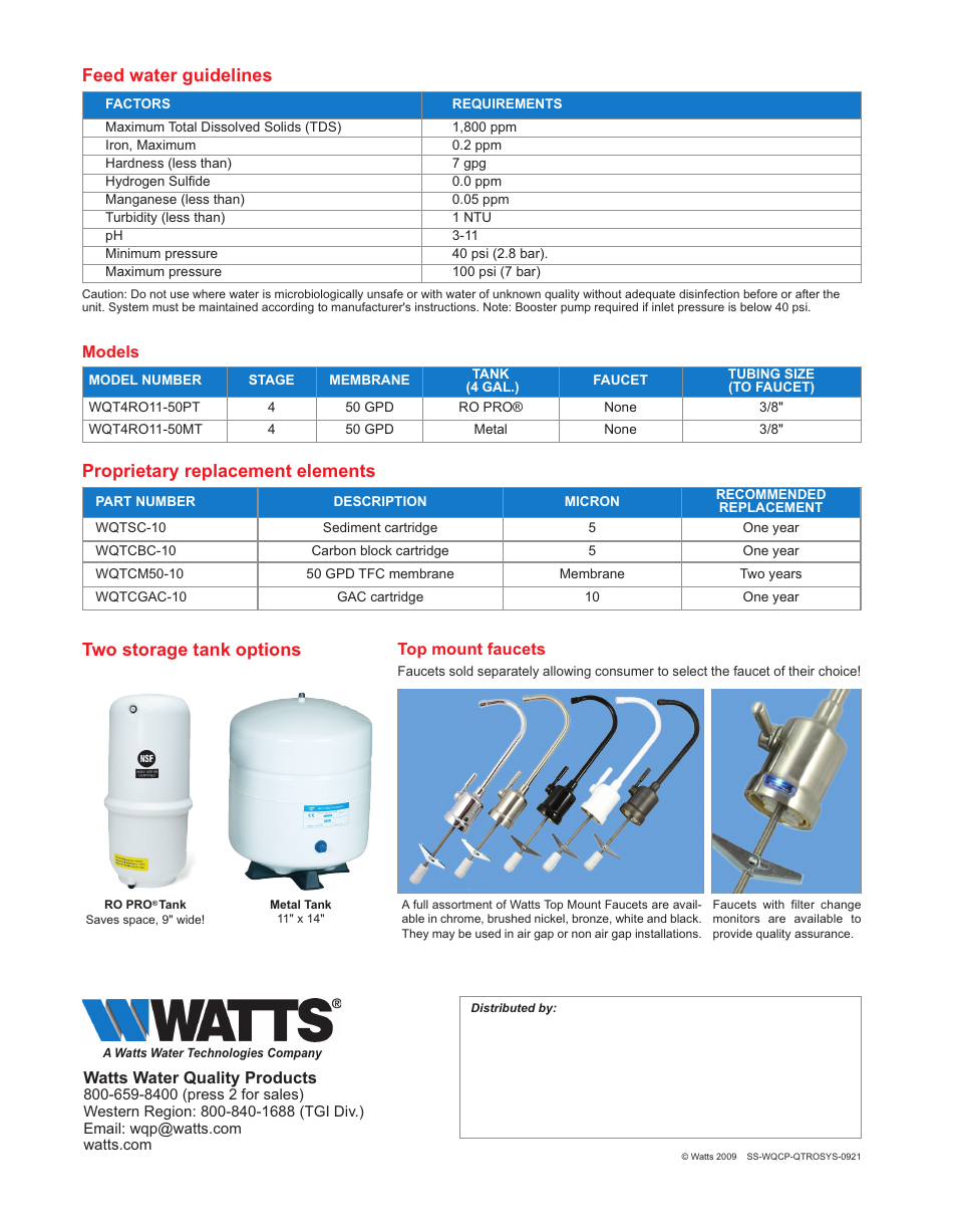 Two storage tank options | Watts WQTSC-10 User Manual | Page 2 / 2