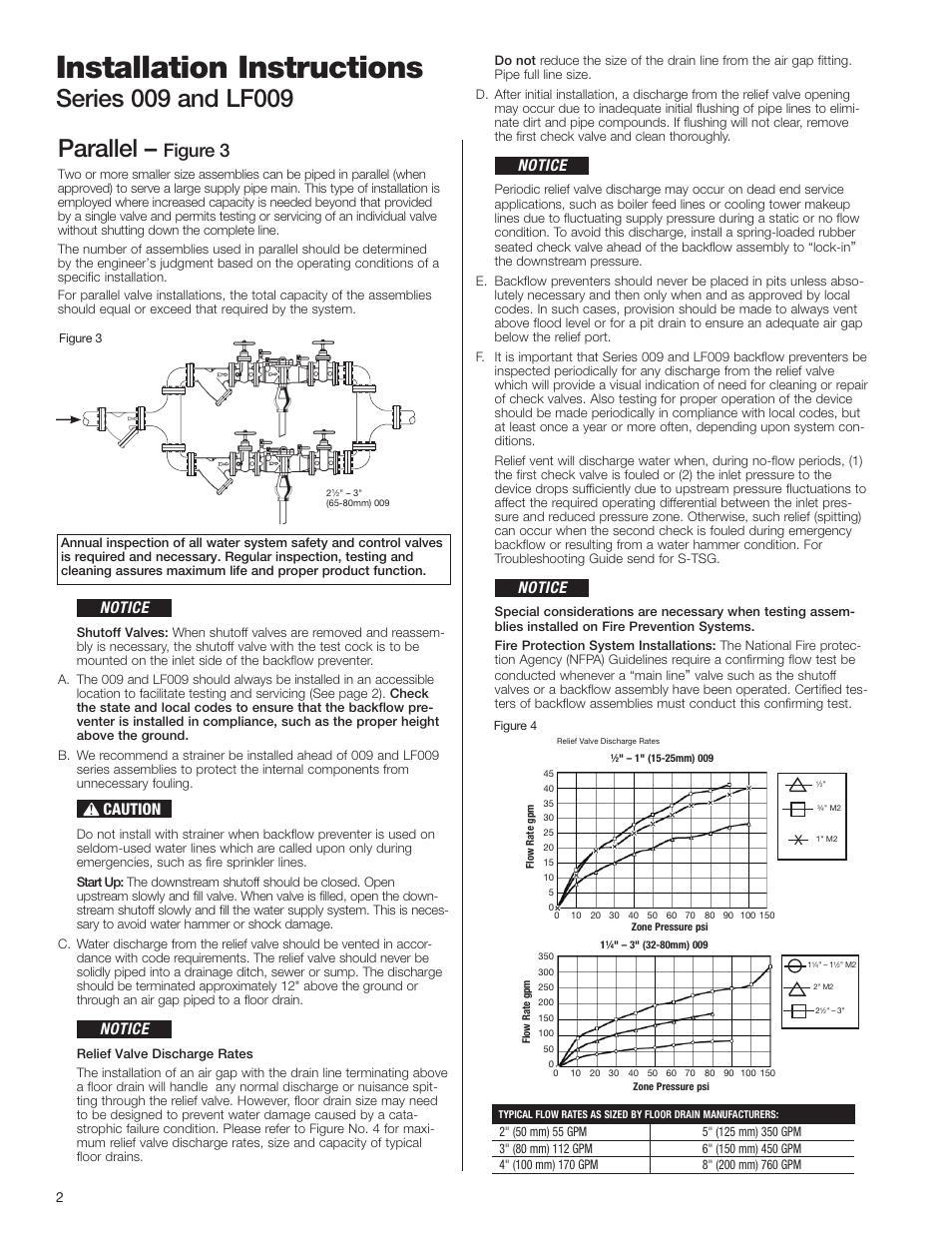 Installation instructions, Parallel, Figure 3 | Notice, Caution | Watts LFU009 User Manual | Page 2 / 4