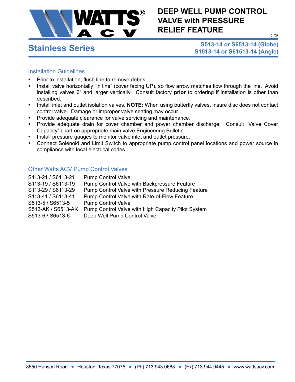 Stainless series | Watts S1513-14 User Manual | Page 2 / 2