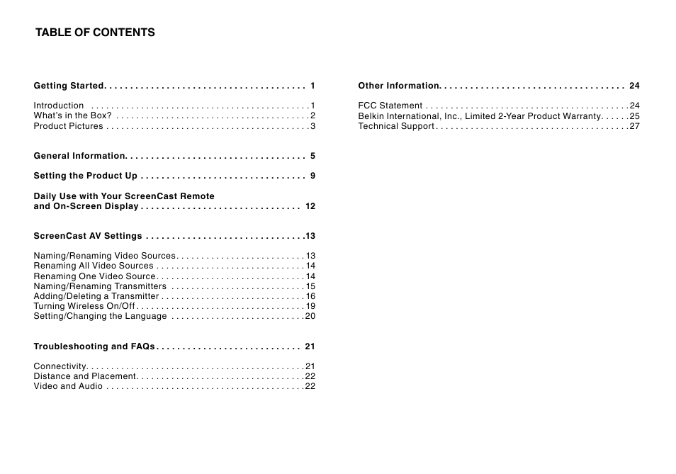 Belkin ScreenCast AV4 User Manual | Page 2 / 30